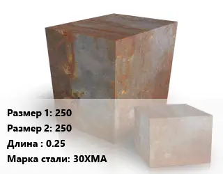 Поковка квадратная 250х250 L=0.25 Сталь: 30ХМА